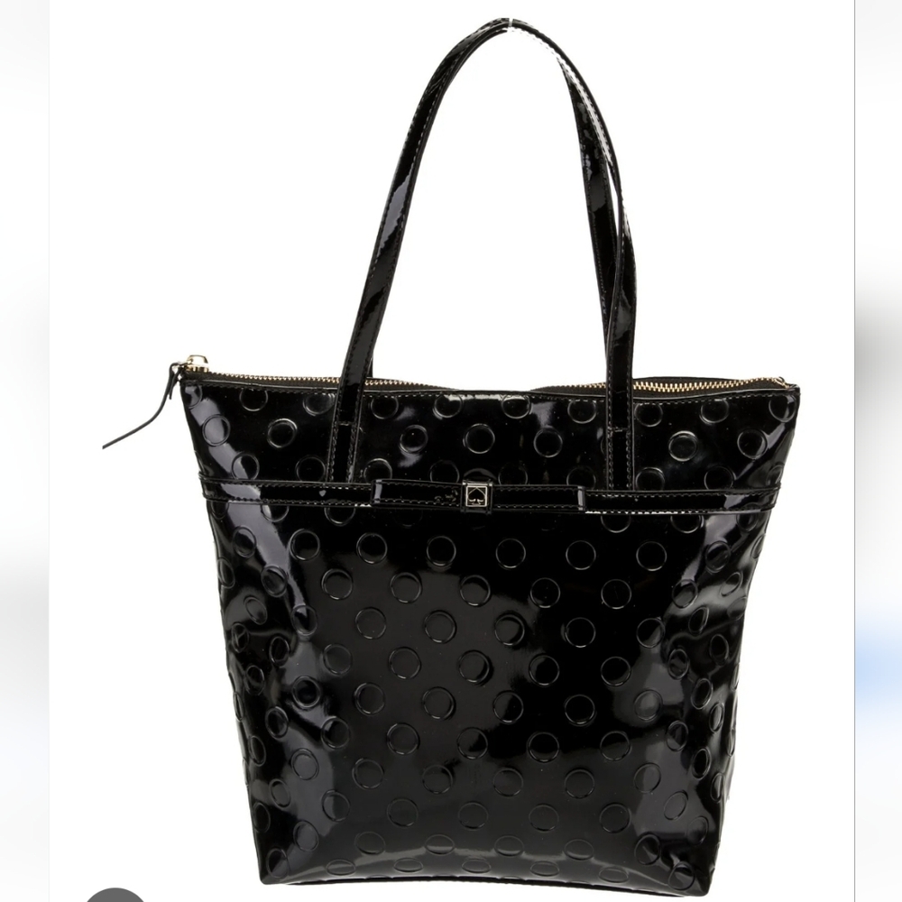 Kate Spade Black Glossy Tote Bag
